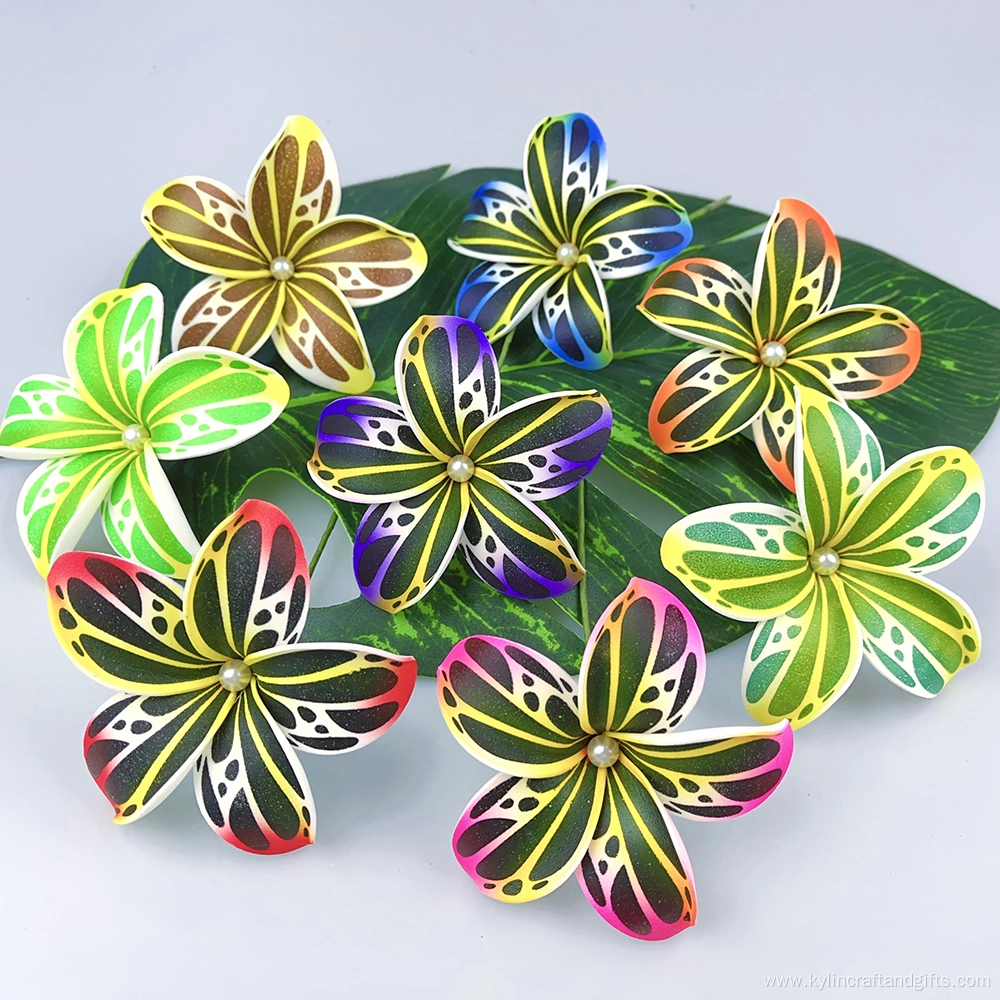 Hand Colorful Artificial Frangipani Flowe with Shell Pearl China